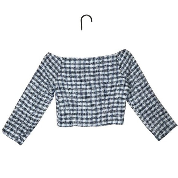 ZARA Textured Tweed Off-Shoulder Cropped Top - Size XS - Picture 5 of 9